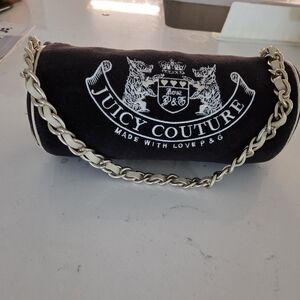 Juicy Couture Black and Silver Logo Cylinder Bag